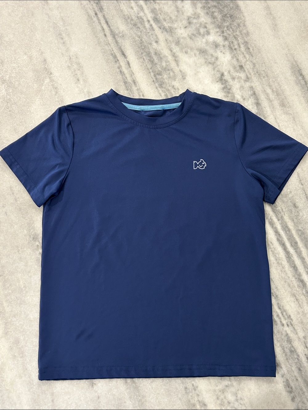 PRODOH Boys Performance Tee sz XS 7/8 Navy Sailboat Swim Shirt